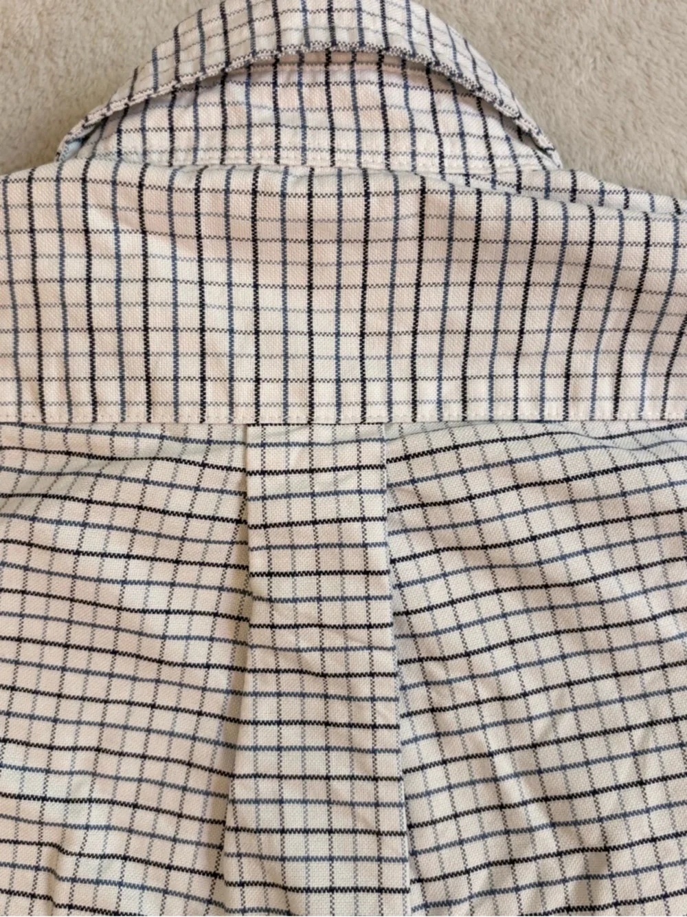 Ralph Lauren Boy’s White Buttondown Shirt with Navy Windowpane Check Sz 7